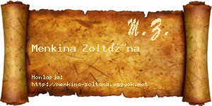 Menkina Zoltána névjegykártya
